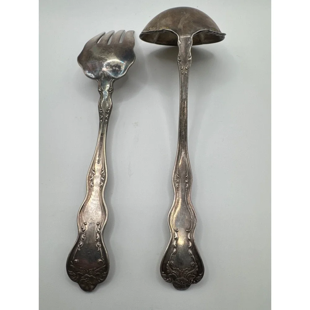 Holmes & Edwards Orient-Venice Silverplate Serving Fork and Ladle Set 1904 XIV